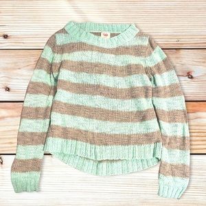 Teal & Grey Striped Sweater